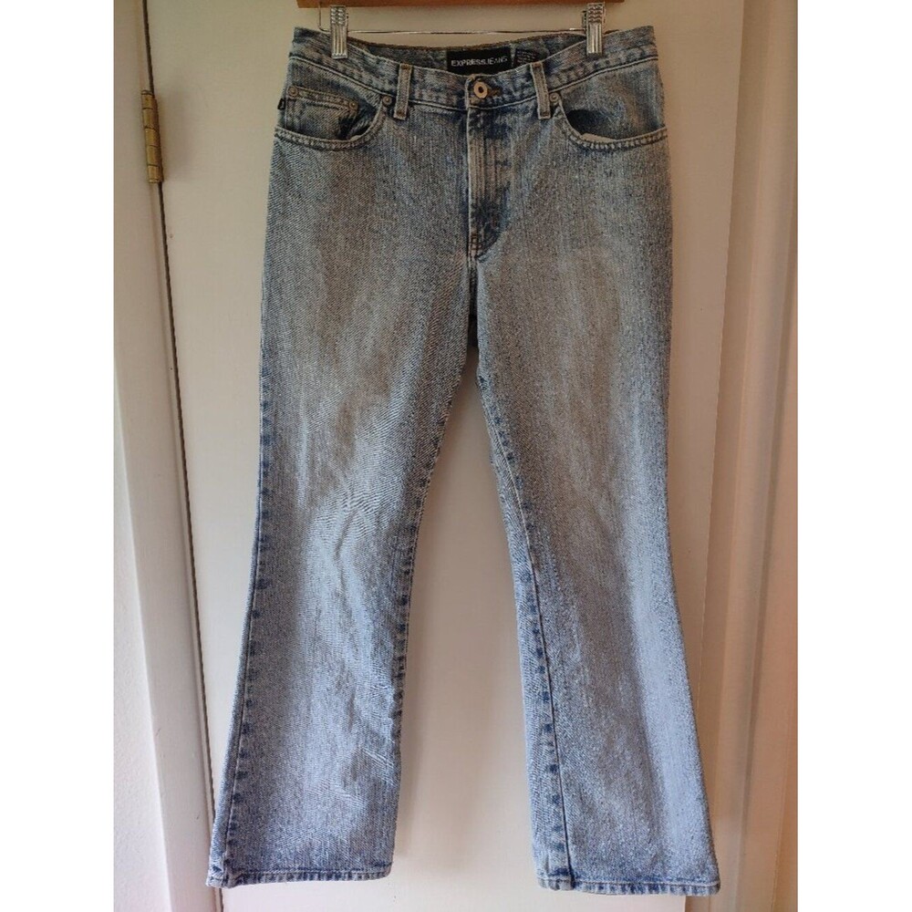 Express Jeans Low Rise Flare Jeans Womens 7/8 Light Wash Bootcut Denim Y2K